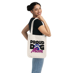 Proud Dog Mom with Paw Print Organic Tote Bag