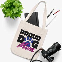 Proud Dog Mom with Paw Print Organic Tote Bag